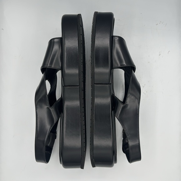 New PRADA Leather Slingback Sandals Black Size 41/ US 11 - Picture 7 of 12